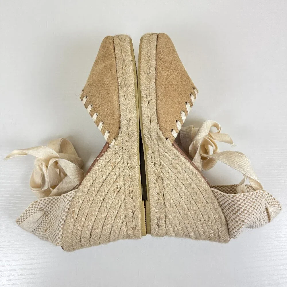 New Picon Suede Leather Lace Up Espadrille Wedge